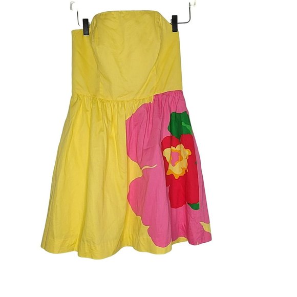 Lilly Pulitzer Dresses & Skirts - Lilly Pulitzer Strapless Dress Size 6 Yellow Floral A-Line
